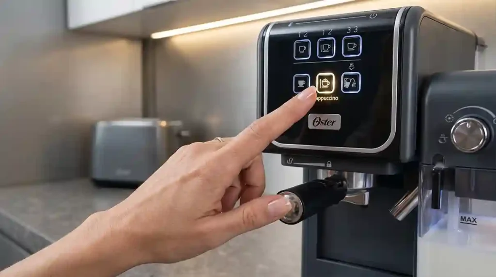 Cafeteira Expresso Oster PrimaLatte: 3 Motivos para Comprar (2026) 3 Painel de controle automático para cappuccino da Cafeteira Expresso Oster PrimaLatte