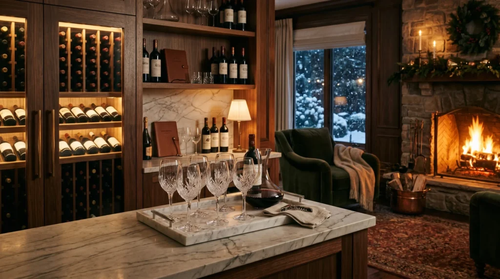 Adega de Vinhos Climatizada (2026): A Escolha Definitiva para o Inverno 5 Adega de Vinhos Climatizada embutida em armário de cozinha gourmet de vanguarda