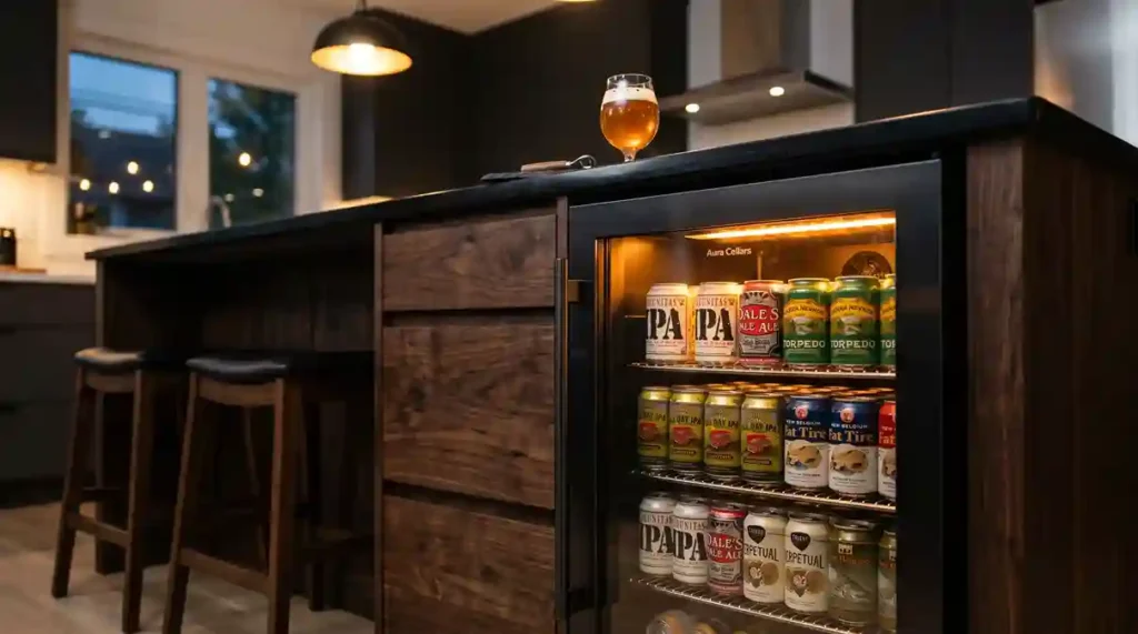 Cervejeira residencial instalada em área gourmet de alto padrão