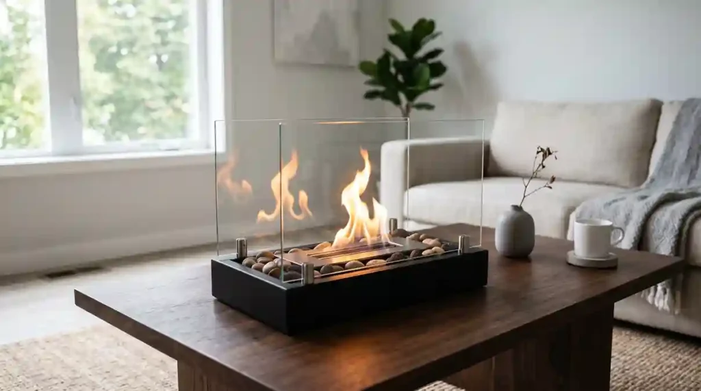 Lareira Ecológica a Álcool: O Guia Definitivo com 2 Modelos para Aquecer seu Lar com Luxo 5 Lareira ecologica a alcool portátil com placas de vidro protetoras