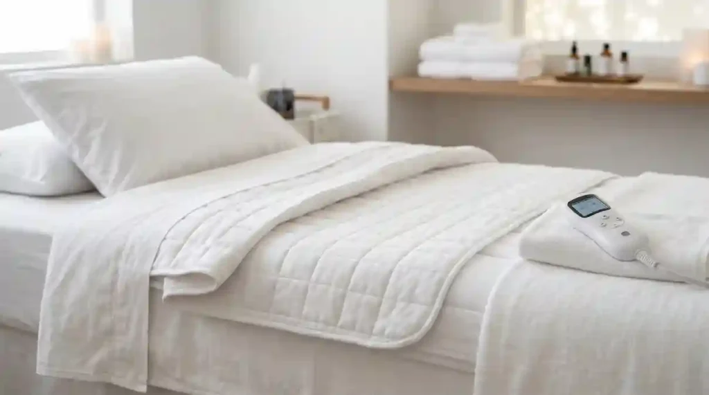 Aquecedor Térmico Profissional para Macas: O Guia Definitivo com 2 Modelos para Oferecer Conforto no Dias Mais Frios. 4 Estrutura têxtil acolchoada e costuras reforçadas do aquecedor termico profissional para macas