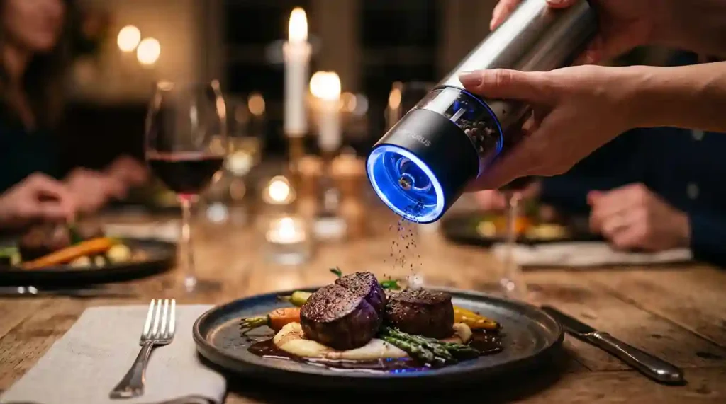 Moedor de Sal e Pimenta Elétrico Automático: O Guia com Modelos para a Gastronomia Moderna 6 iluminação led do moedor de sal e pimenta elétrico automático