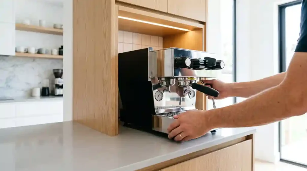 Cafeteira de Espresso Superautomática: O Guia Definitivo com 2 Modelos High Ticket para o Café Perfeito em Casa 6 instalação de cafeteira de espresso superautomática em cozinha gourmet