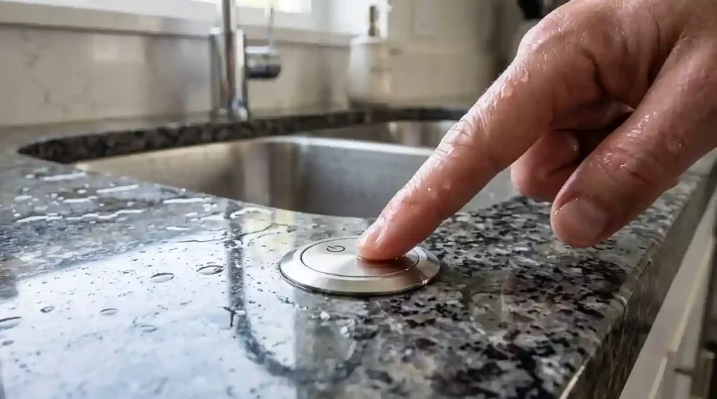 Triturador de Resíduos De Alimentos para Pia de Cozinha: O Guia Definitivo com 2 Modelos para Eliminar o Lixo Orgânico 5 Botão pneumático de acionamento do triturador de residuos alimentos para pia de cozinha